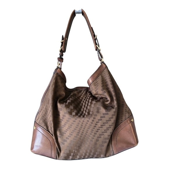 Cole Haan Leather Shoulder Handbag Satchel Women Brown Large - Picture 1 of 16